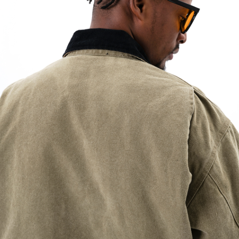 VINTAGE PLUSH LAPEL DENIM JACKET I-0045