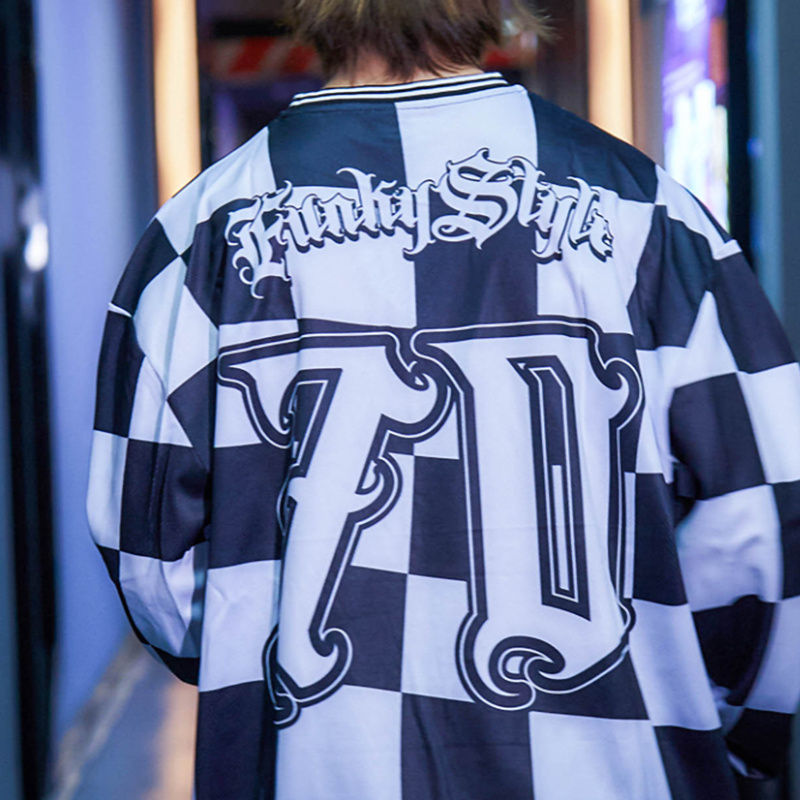 PLAID HIP-HOP LONG SLEEVE TEE I-0118