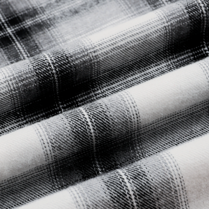 PLAID SPLICE LONG SLEEVE SHIRT I-0084