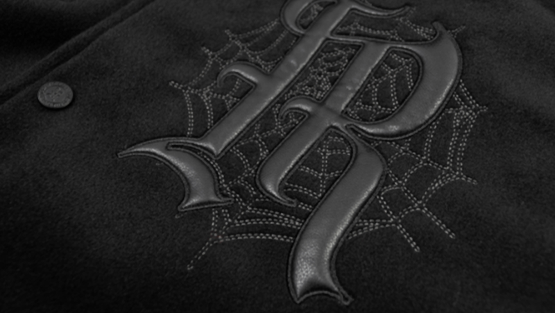 EMBROIDERED BLACK BASEBALL JACKET I-0057