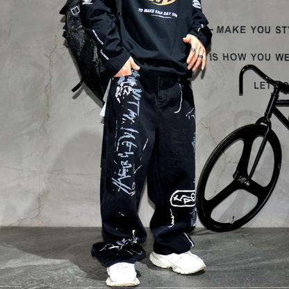 URBAN GRAFFITI WIDE LEG PANTS I-0153