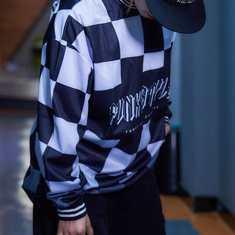 PLAID HIP-HOP LONG SLEEVE TEE I-0118