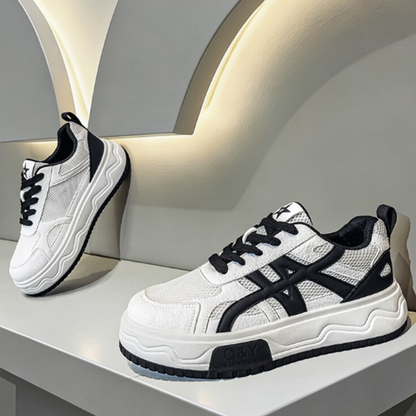 COLOR BLOCK MESH CASUAL SNEAKERS I-0246