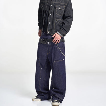 PUNK LAYERED STUDDED JEANS I-0031