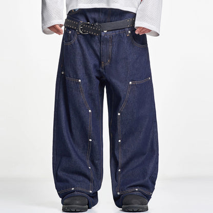 PUNK LAYERED STUDDED JEANS I-0031