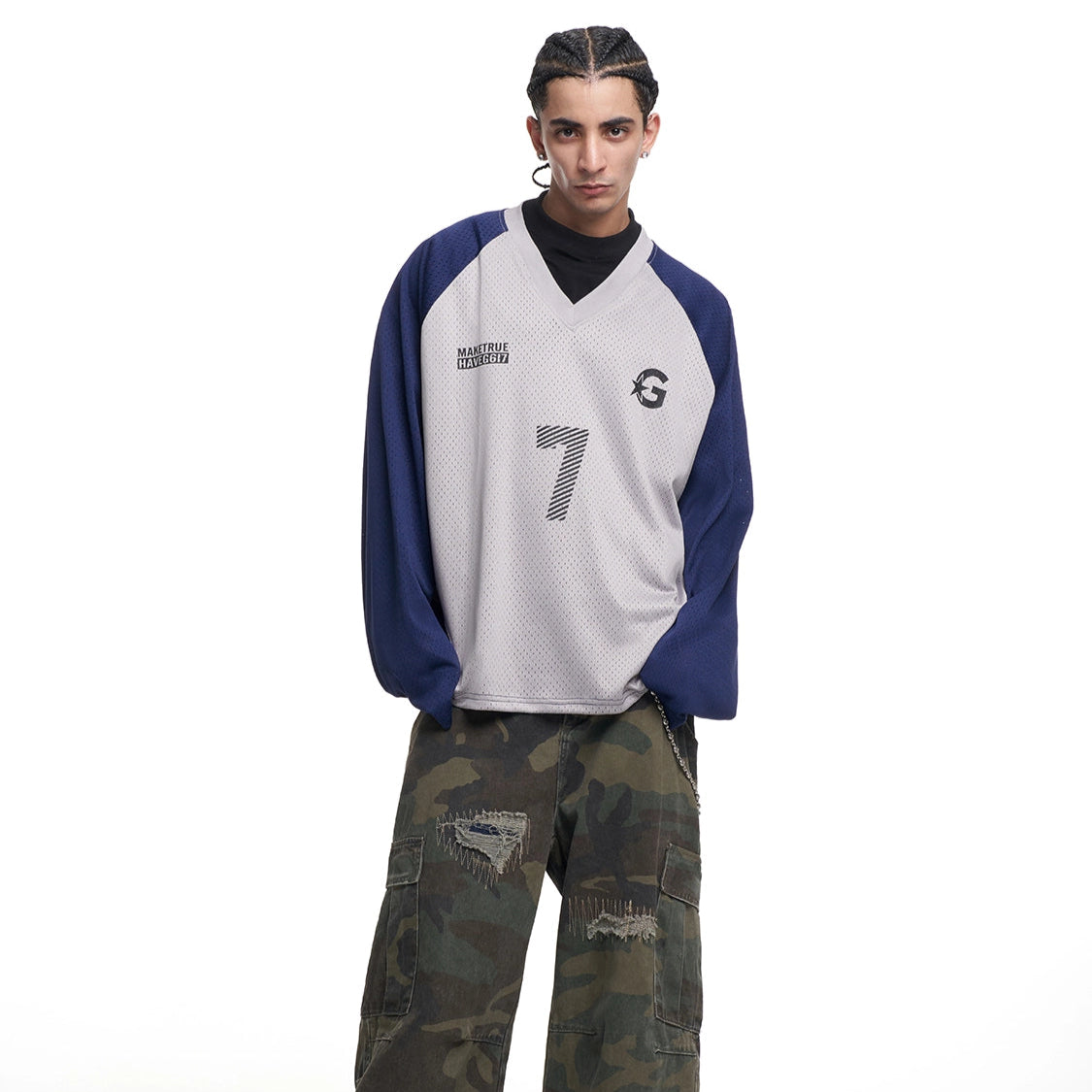 V-NECK STRIPED HOCKEY SHIRT I-0022