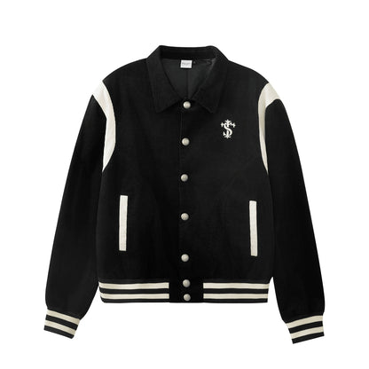 PATCHWORK CORDUROY BASEBALL JACKET I-0053