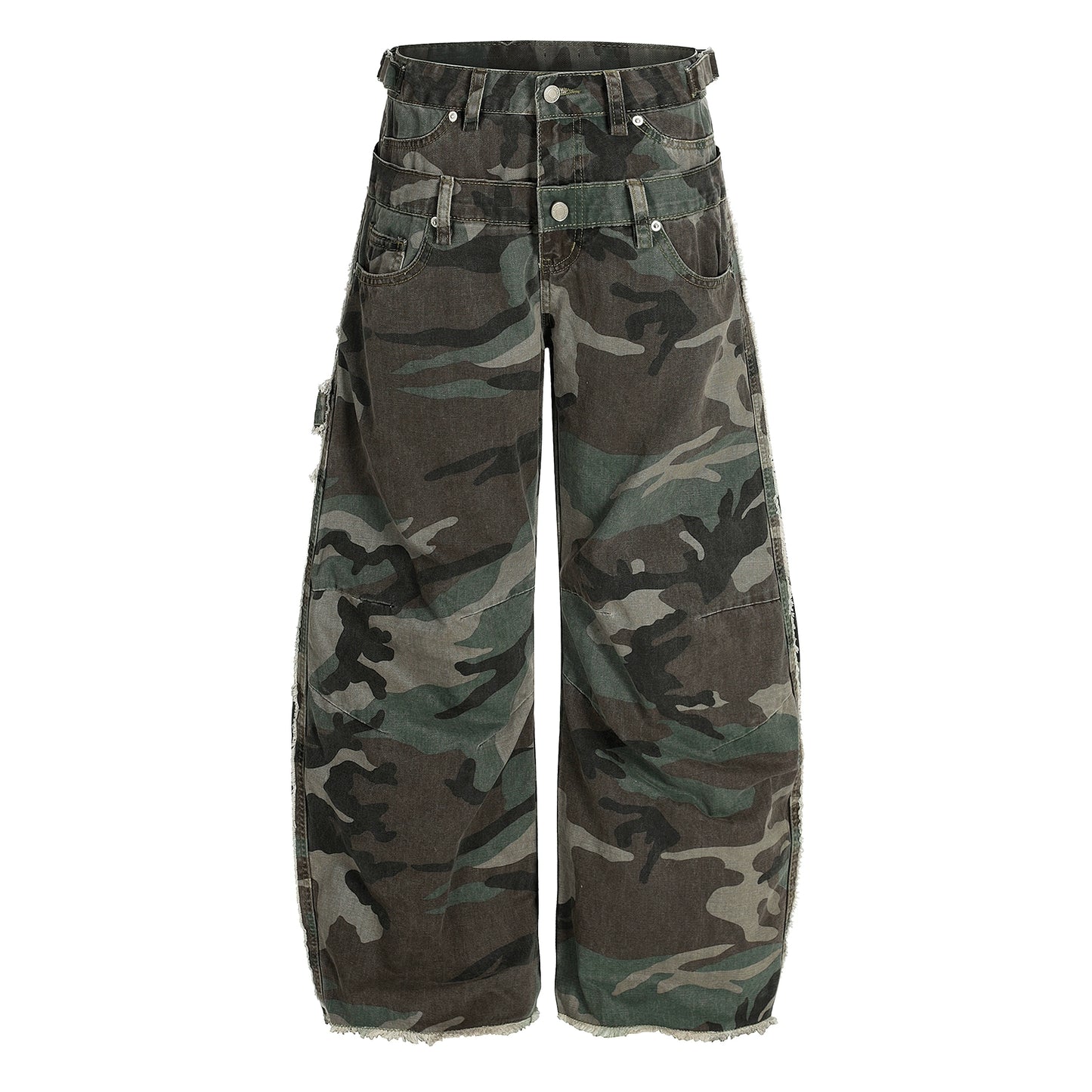 CAMOUFLAGE WIDE-LEG WORK PANTS I-0032