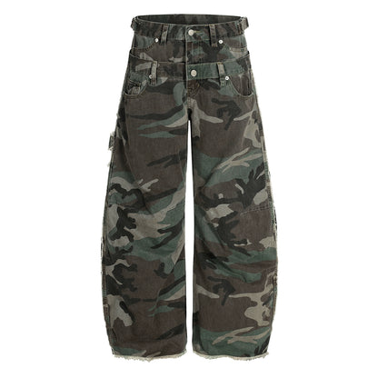CAMOUFLAGE WIDE-LEG WORK PANTS I-0032