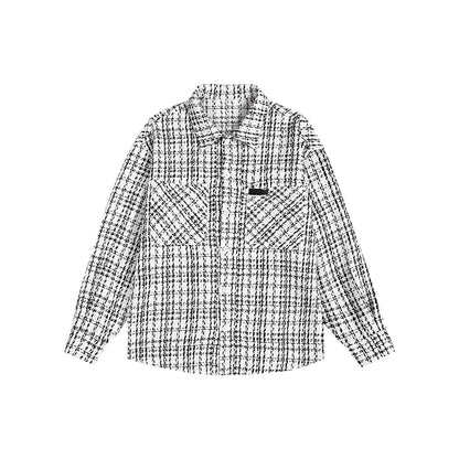 PLAID LEATHER SHIRT JACKET I-0086