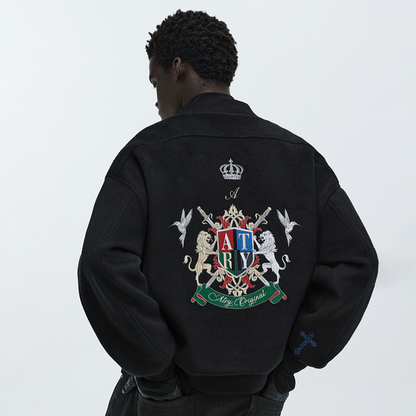 RETRO EMBROIDERED BASEBALL JACKET I-0075