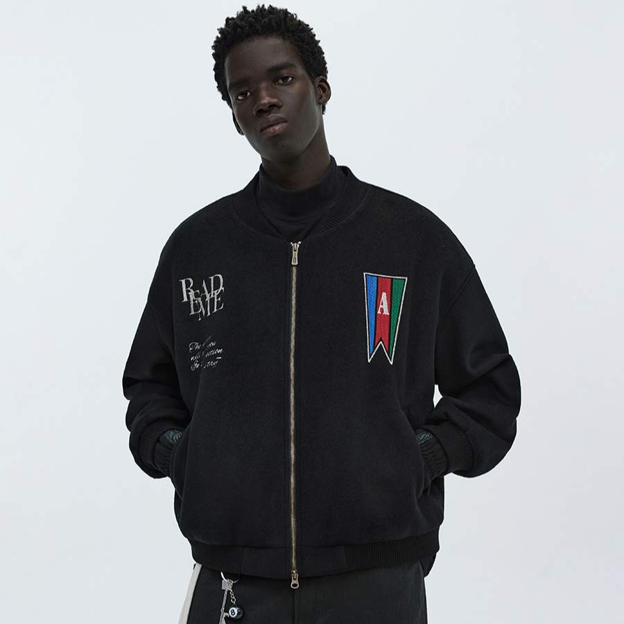 RETRO EMBROIDERED BASEBALL JACKET I-0075