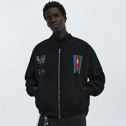 RETRO EMBROIDERED BASEBALL JACKET I-0075