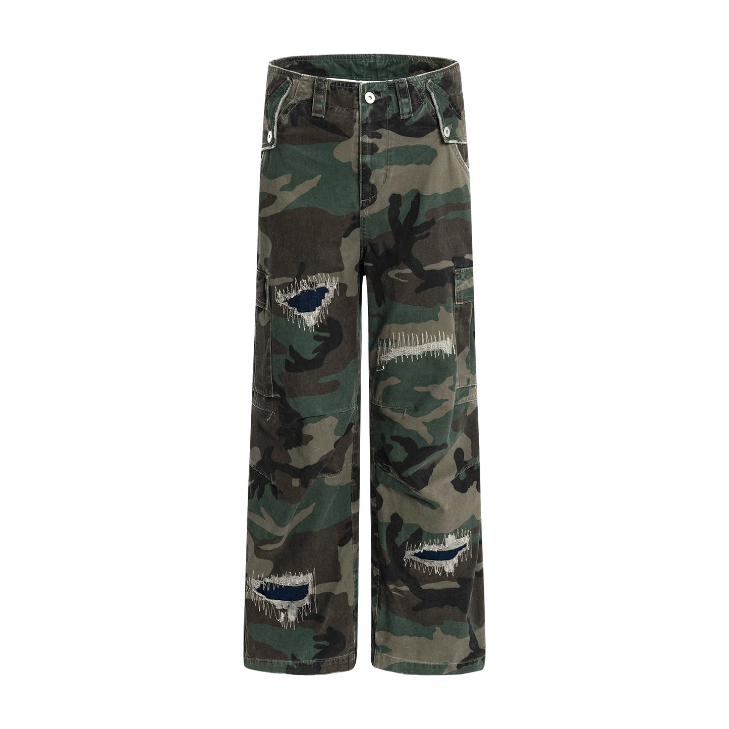 RETRO CAMOUFLAGE WIDE-LEG PANTS I-0033