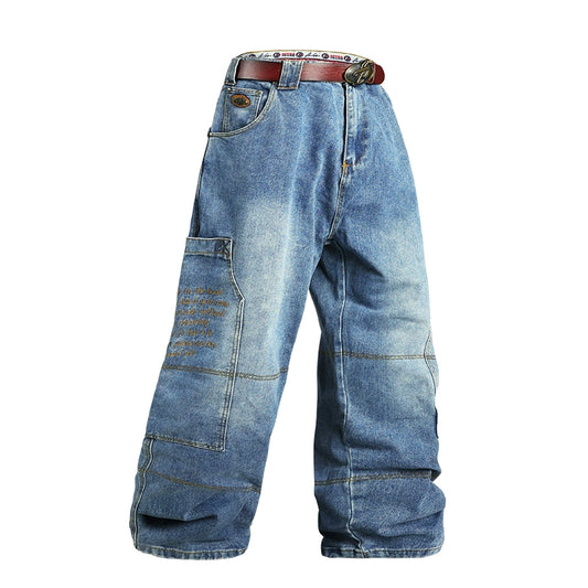 EMBROIDERED DENIM PANTS I-0131