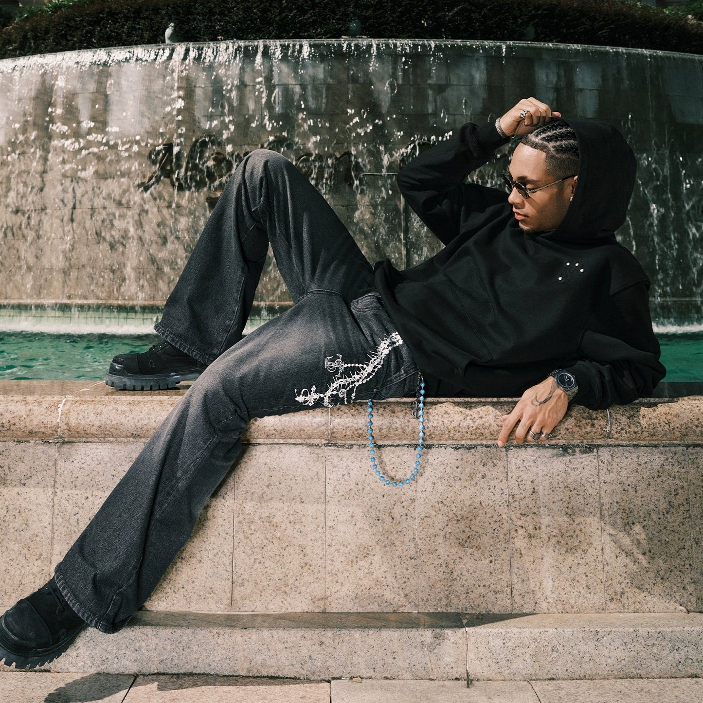 VINTAGE STUDDED HOODIE JACKET I-0049