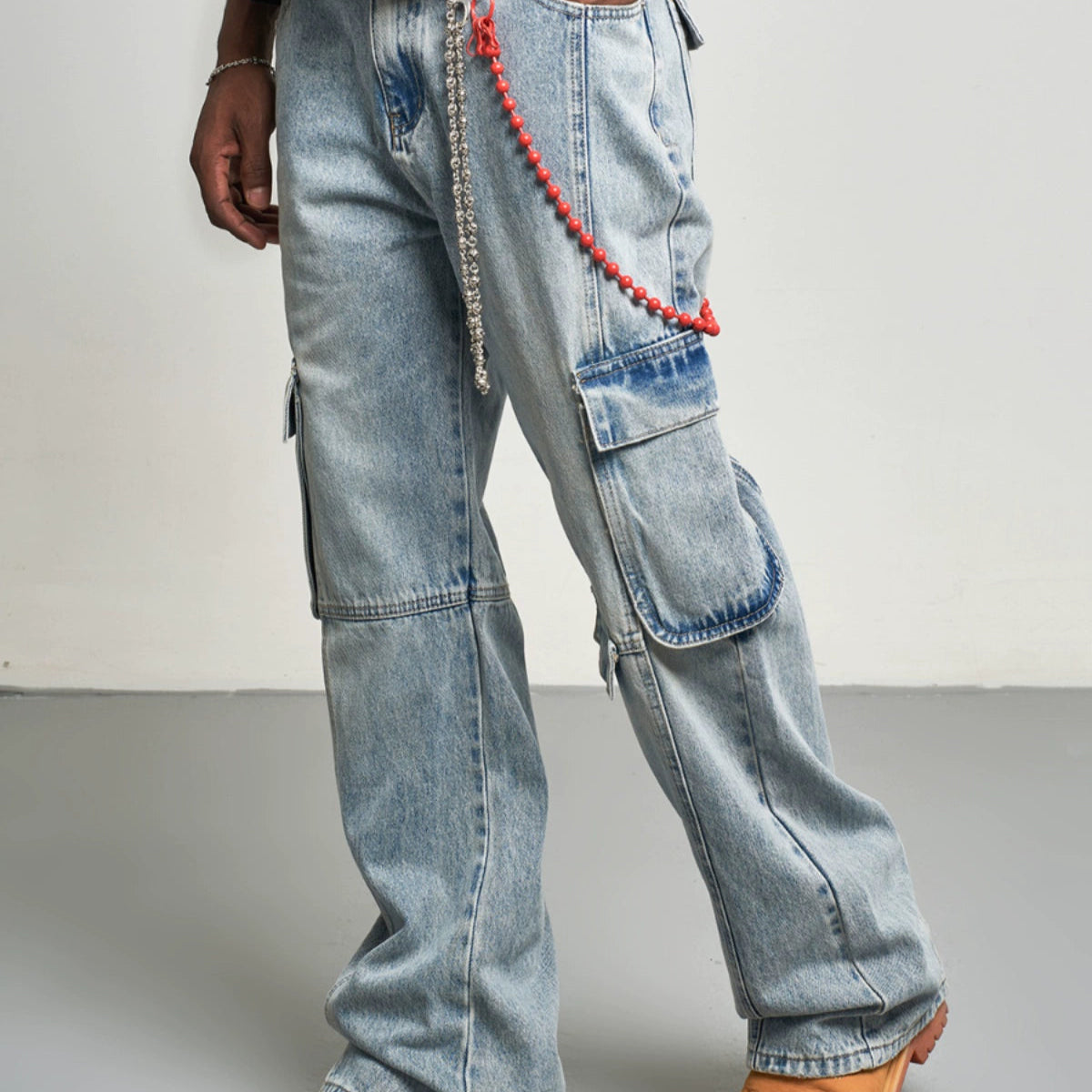 MULTI-POCKET DENIM PANTS I-0030