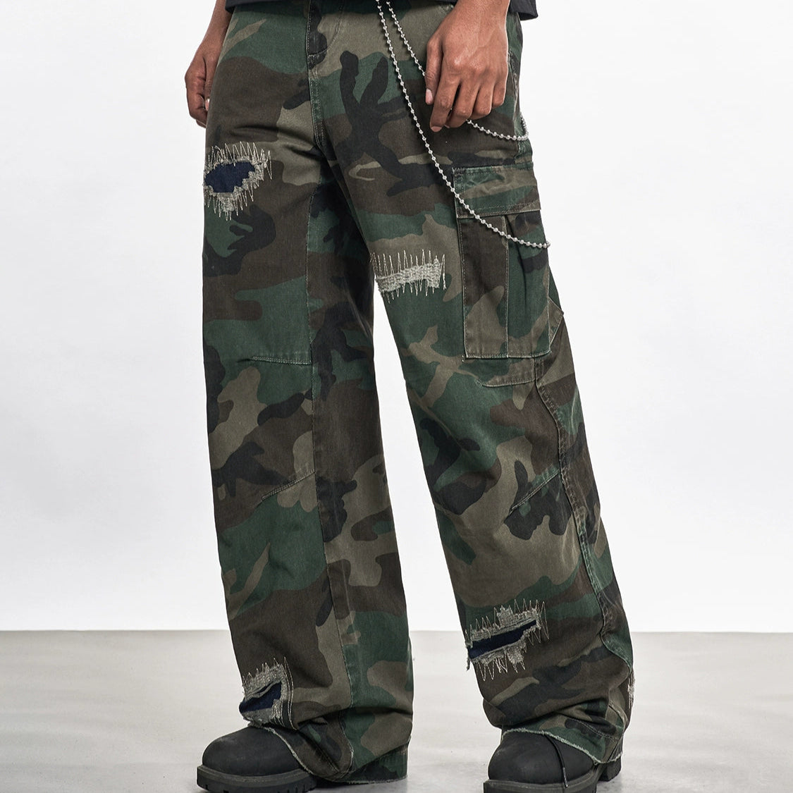 RETRO CAMOUFLAGE WIDE-LEG PANTS I-0033