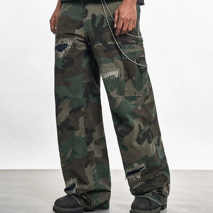 RETRO CAMOUFLAGE WIDE-LEG PANTS I-0033