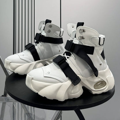 HIGH-TOP DUAL-STRAP SNEAKERS I-0188