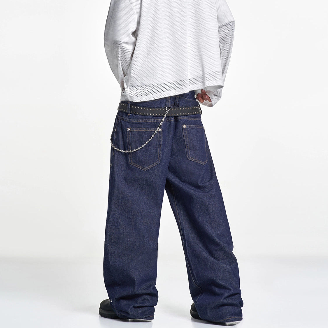 PUNK LAYERED STUDDED JEANS I-0031