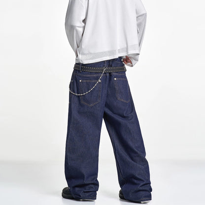 PUNK LAYERED STUDDED JEANS I-0031