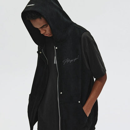 FLORAL EMBROIDERED SUEDE VEST I-0092