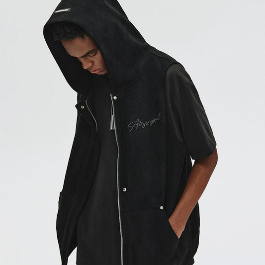 FLORAL EMBROIDERED SUEDE VEST I-0092