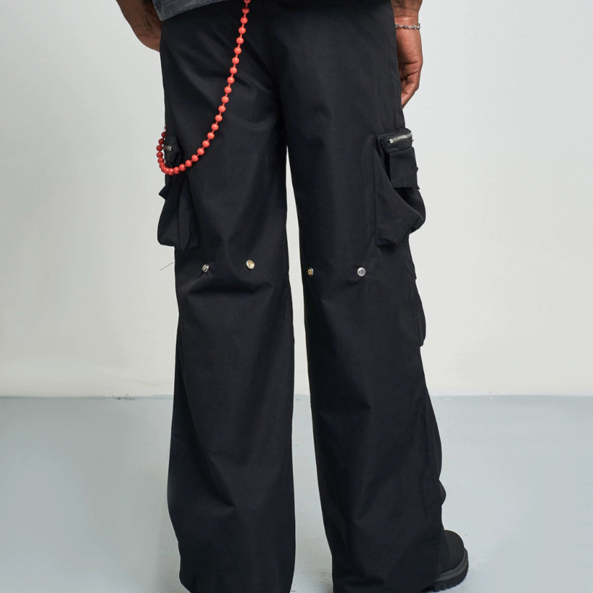 SOLID COLOR PLEATED CARGO PANTS I-0028