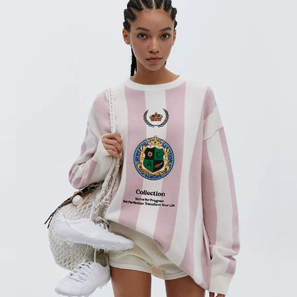 RETRO STRIPED PULLOVER TOP I-0095