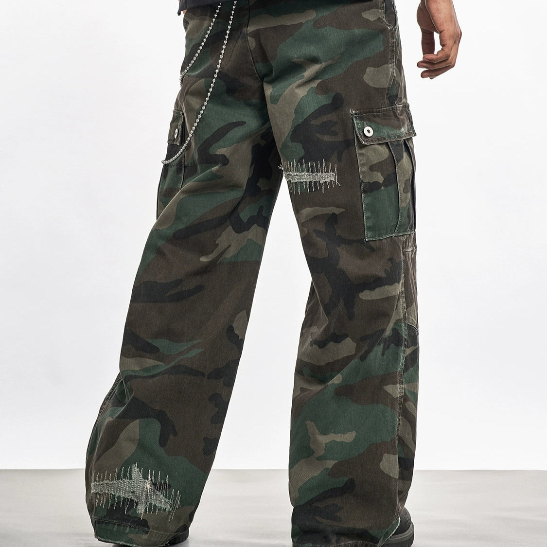 RETRO CAMOUFLAGE WIDE-LEG PANTS I-0033
