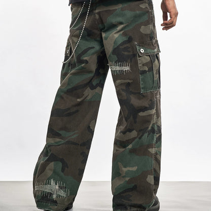 RETRO CAMOUFLAGE WIDE-LEG PANTS I-0033