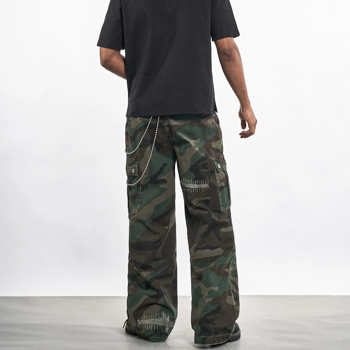 RETRO CAMOUFLAGE WIDE-LEG PANTS I-0033