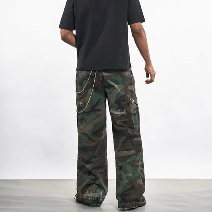 RETRO CAMOUFLAGE WIDE-LEG PANTS I-0033