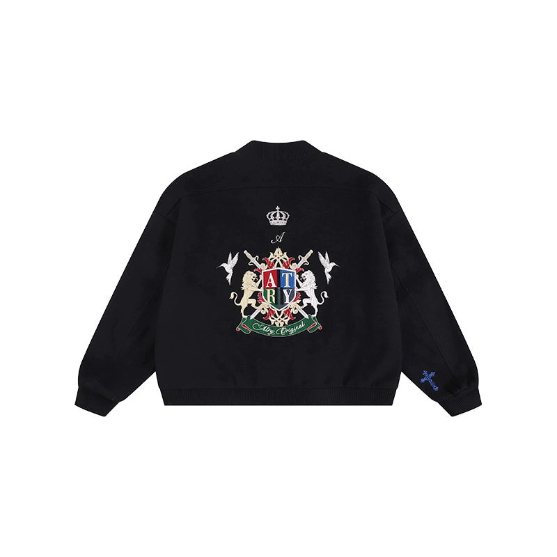 RETRO EMBROIDERED BASEBALL JACKET I-0075