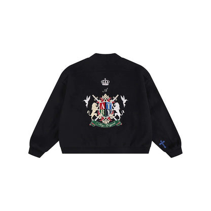 RETRO EMBROIDERED BASEBALL JACKET I-0075