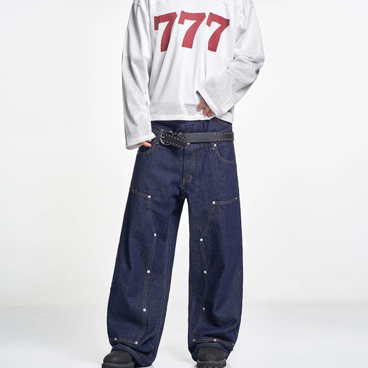 PUNK LAYERED STUDDED JEANS I-0031