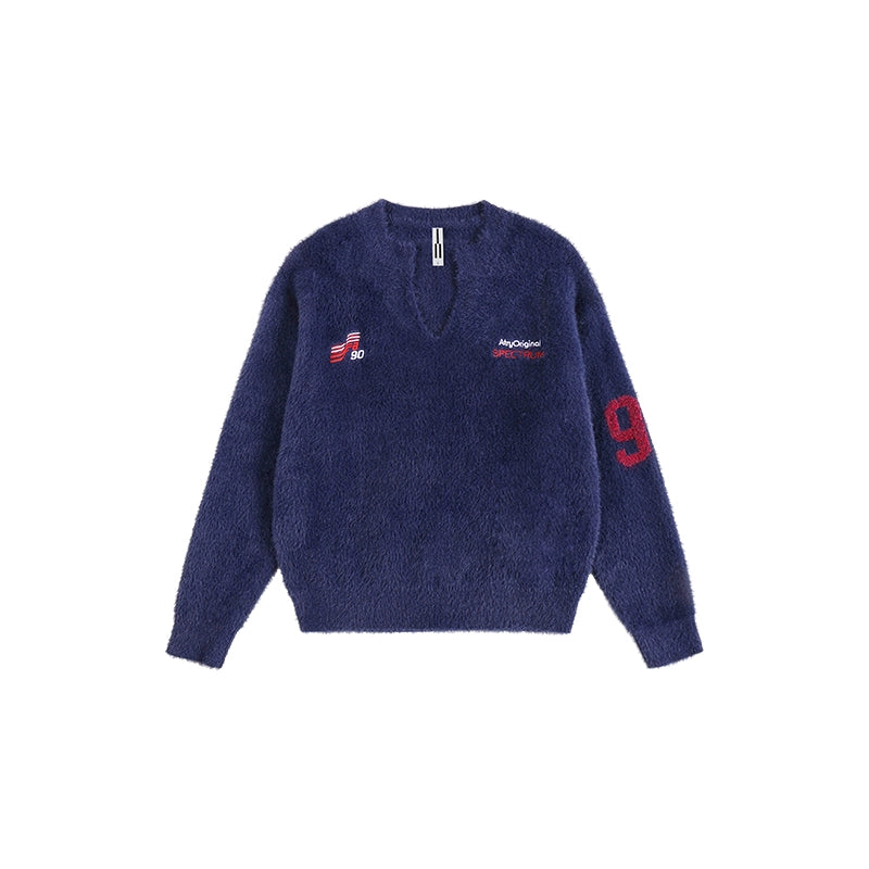 BLUE FAUX MINK SWEATER I-0073