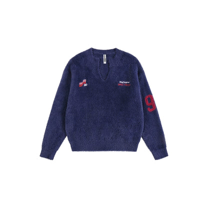 BLUE FAUX MINK SWEATER I-0073