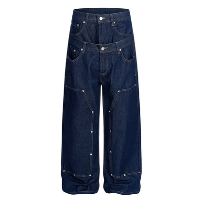 PUNK LAYERED STUDDED JEANS I-0031