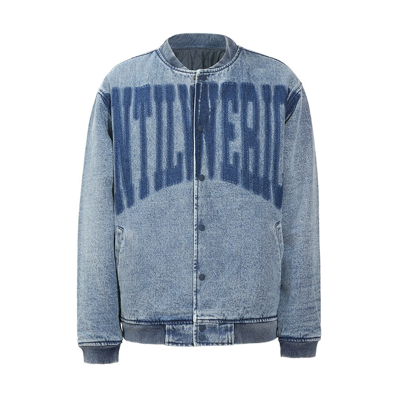 VINTAGE DENIM BASEBALL JACKET I-0009