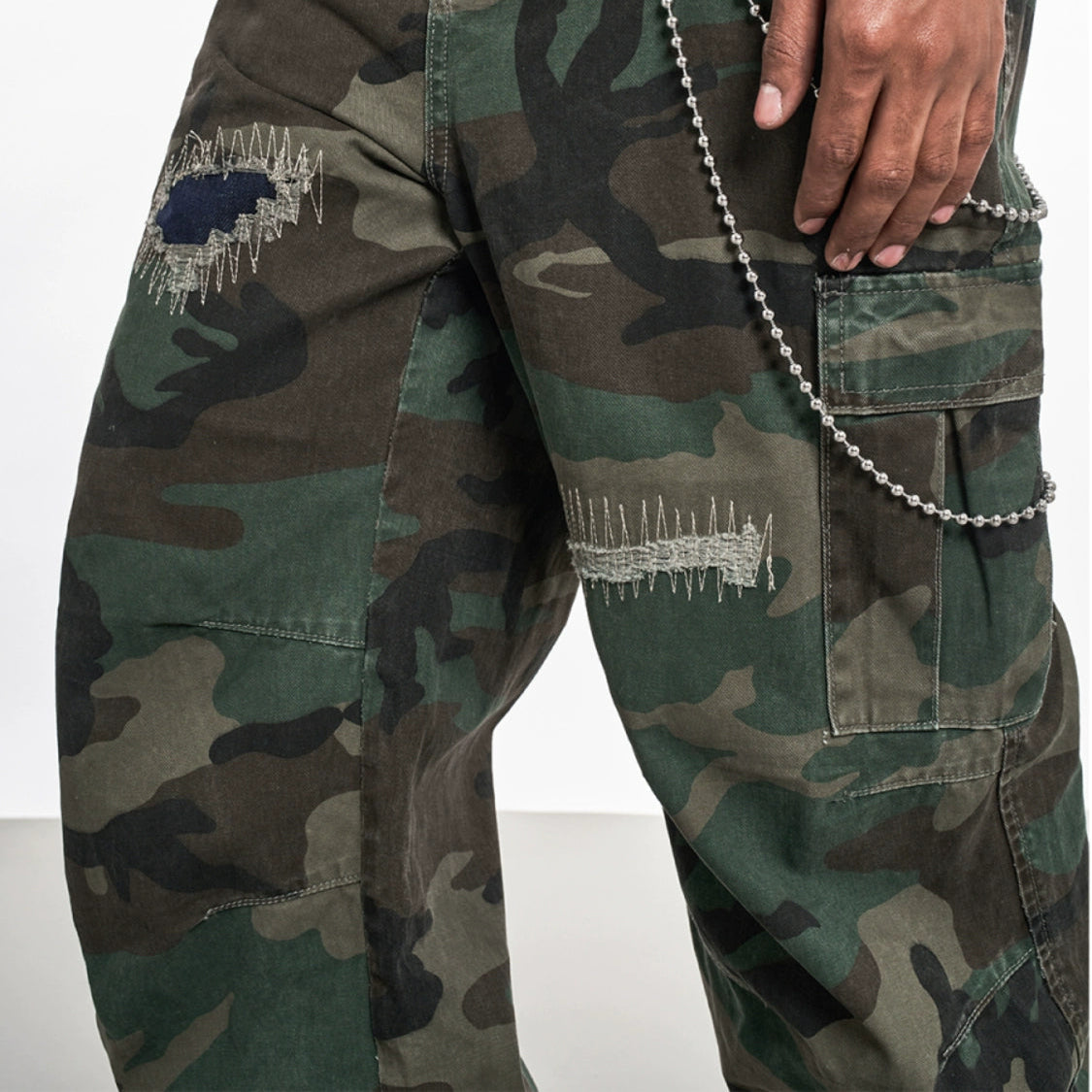 RETRO CAMOUFLAGE WIDE-LEG PANTS I-0033